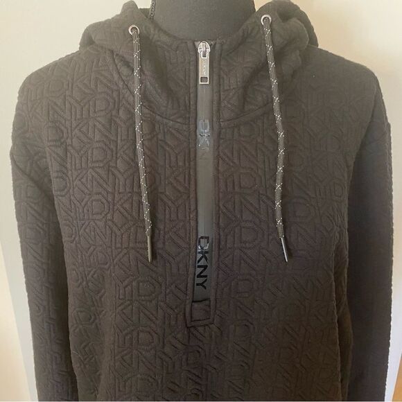 DKNY Black Vintage Hoodie Sweatshirt Size Medium Y2K - Picture 3 of 15